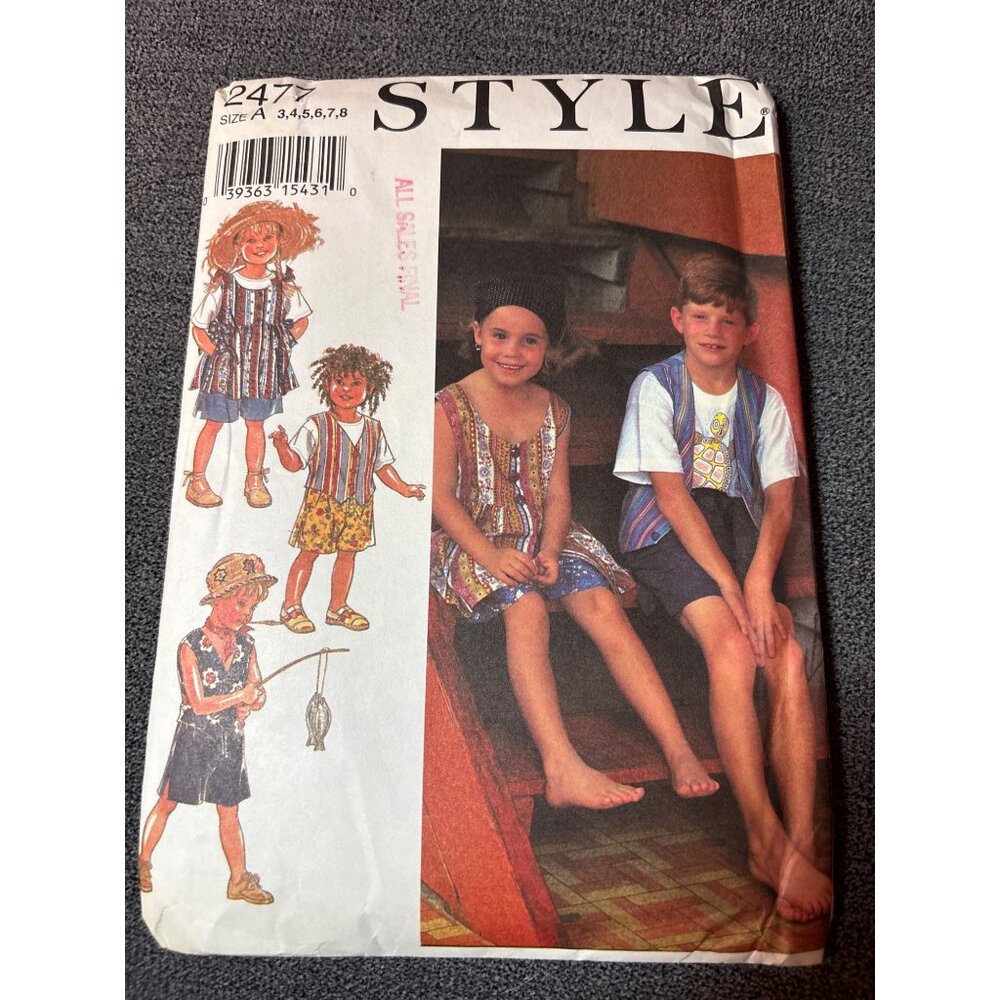 Vintage Style 2477 Sewing Pattern for Kids Casual Outfits - Sizes 3 4 6 7 8 uncu